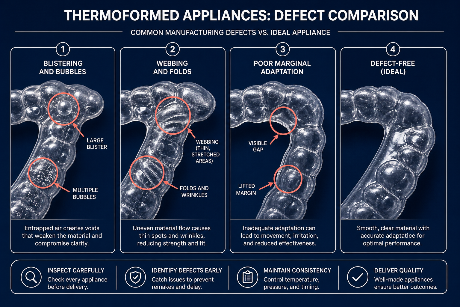 Common dental thermoforming defects