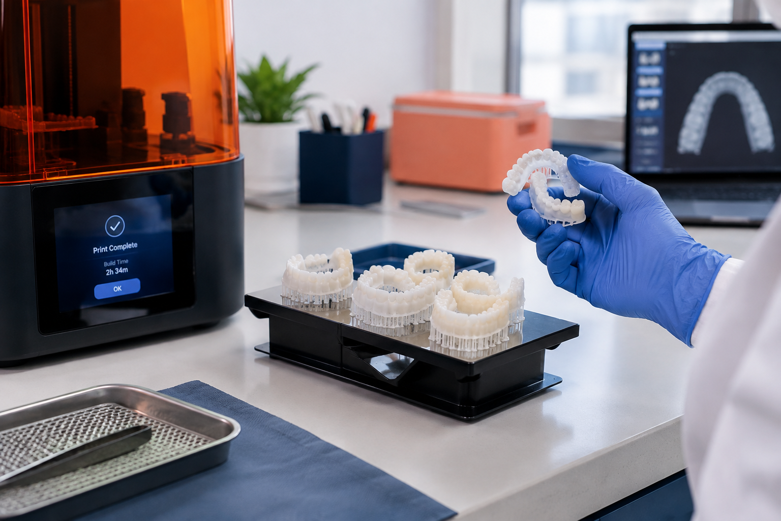 Printed aligner models on a build platform