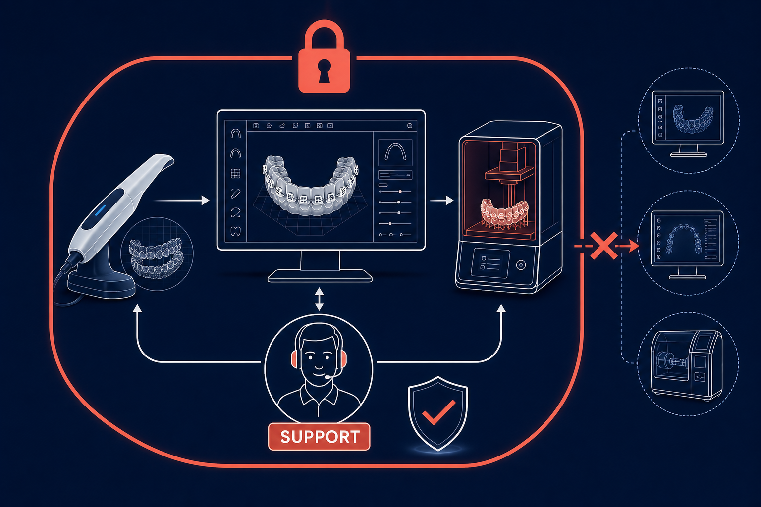 Integrated closed system support