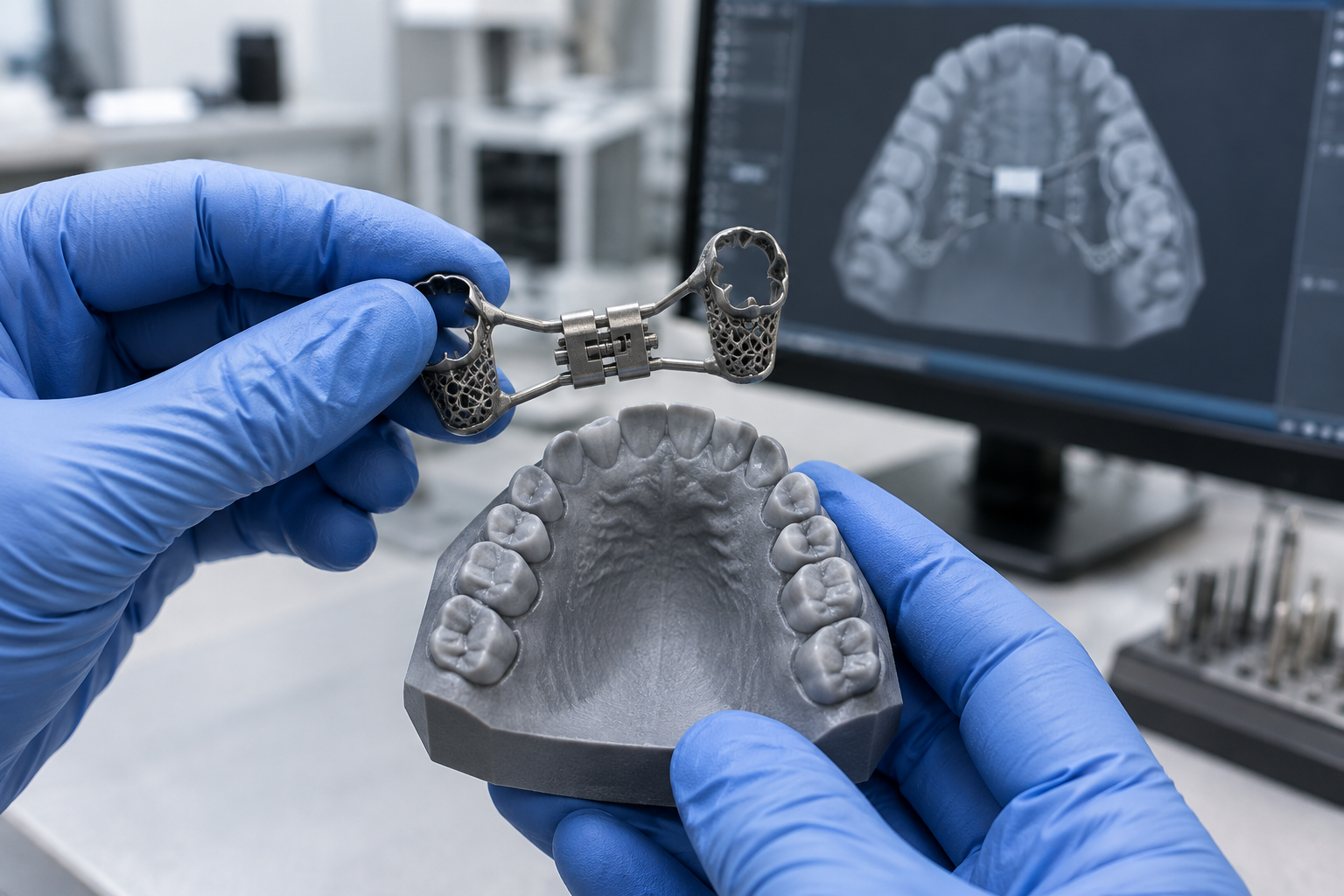 Technician holding printed metal expander