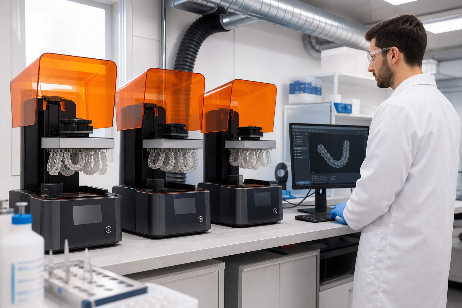 Parallel dental resin printers