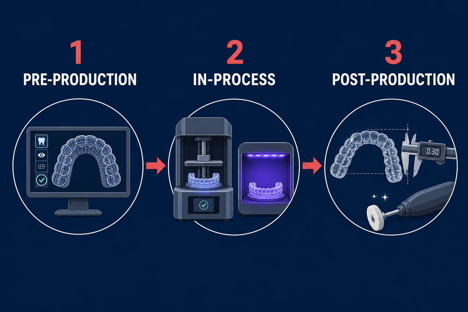 Three-stage quality verification